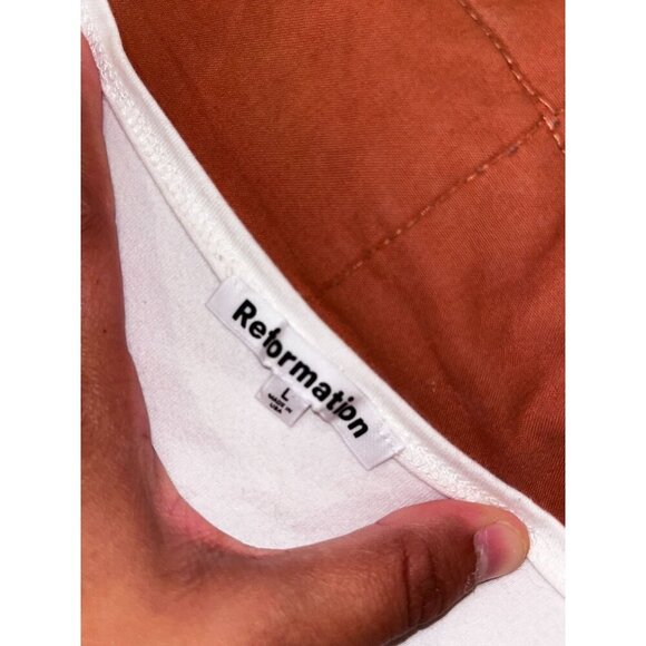 Reformation White Square Neck Stretch Tank Sleeveless Pullover Women Top Size L - Picture 11 of 16